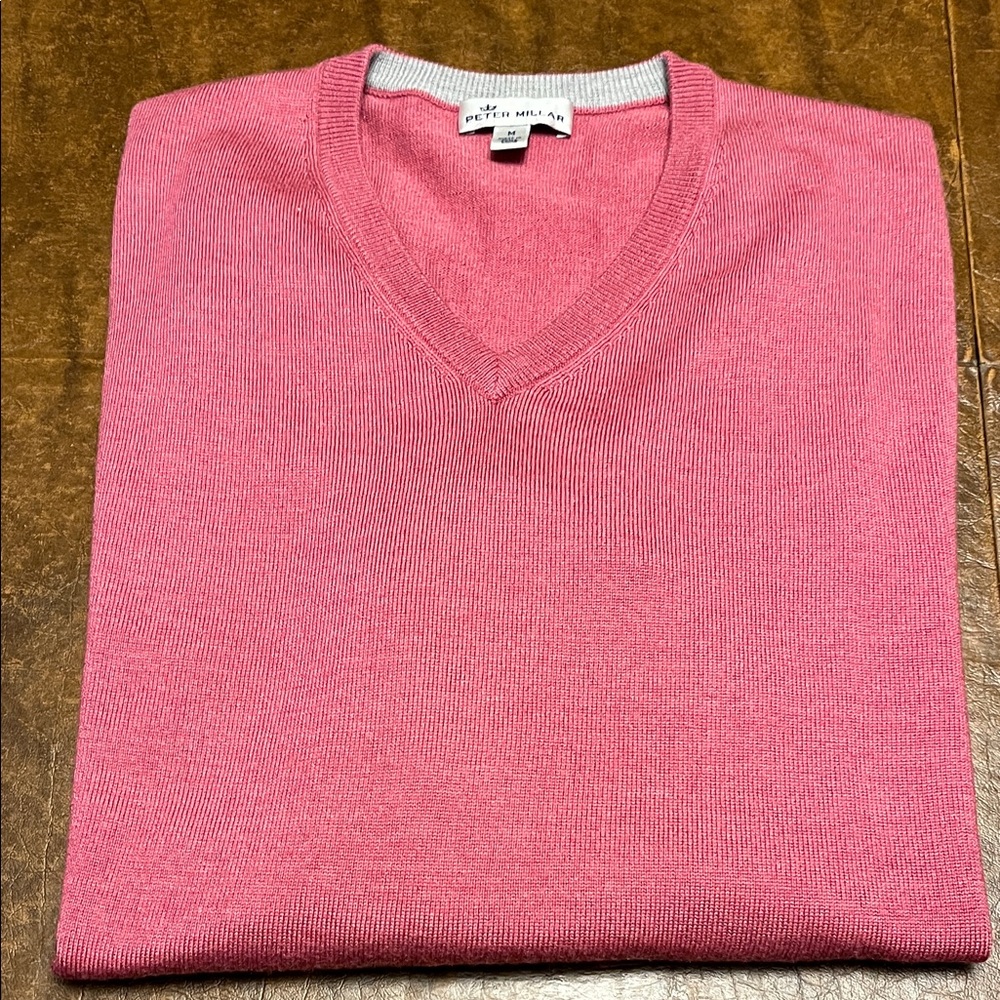 Peter Millar V-Neck Sweater in Coral